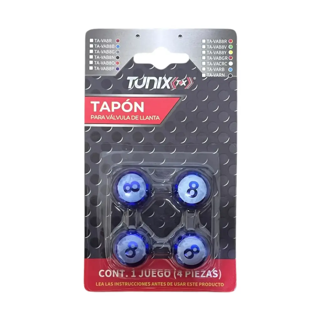 Tapon de válvula mediano bola 8 (azul y negro)