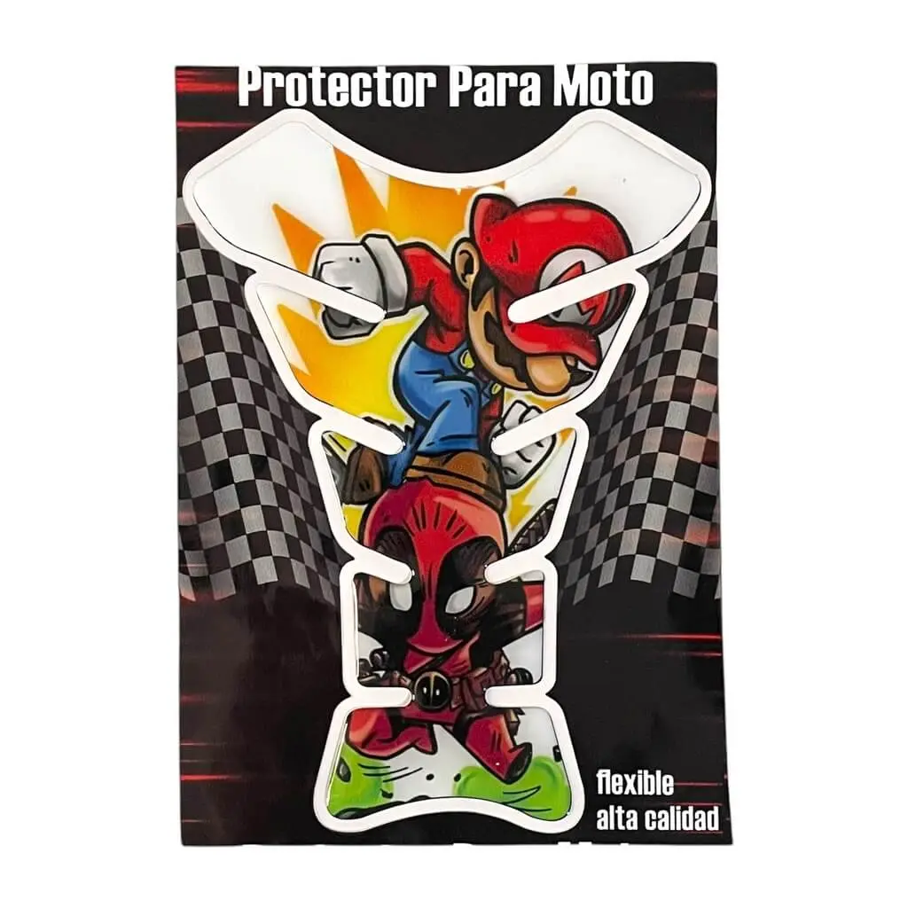 Cubretanque para moto Mario y Deadpool