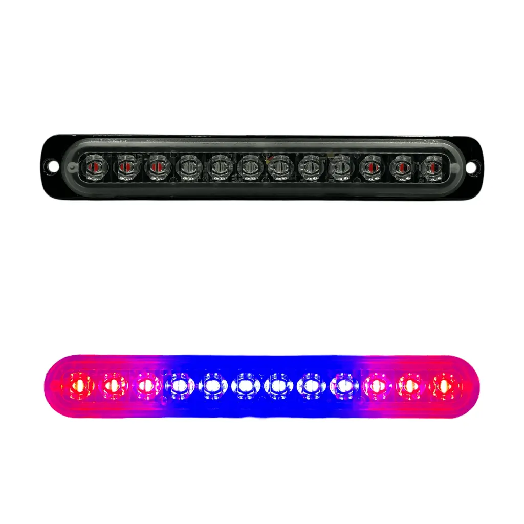 Estrobo LED universal con 12 LED rojo/azul/rojo