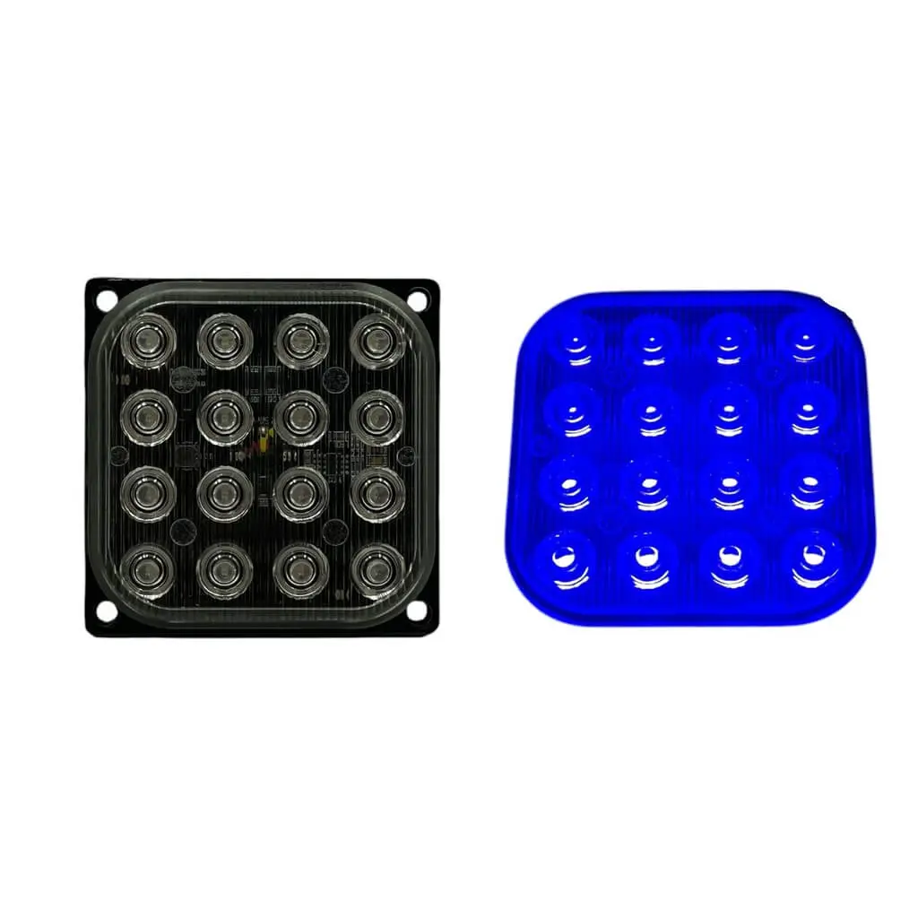 Estrobo cuadrado azul de 16 LED universal