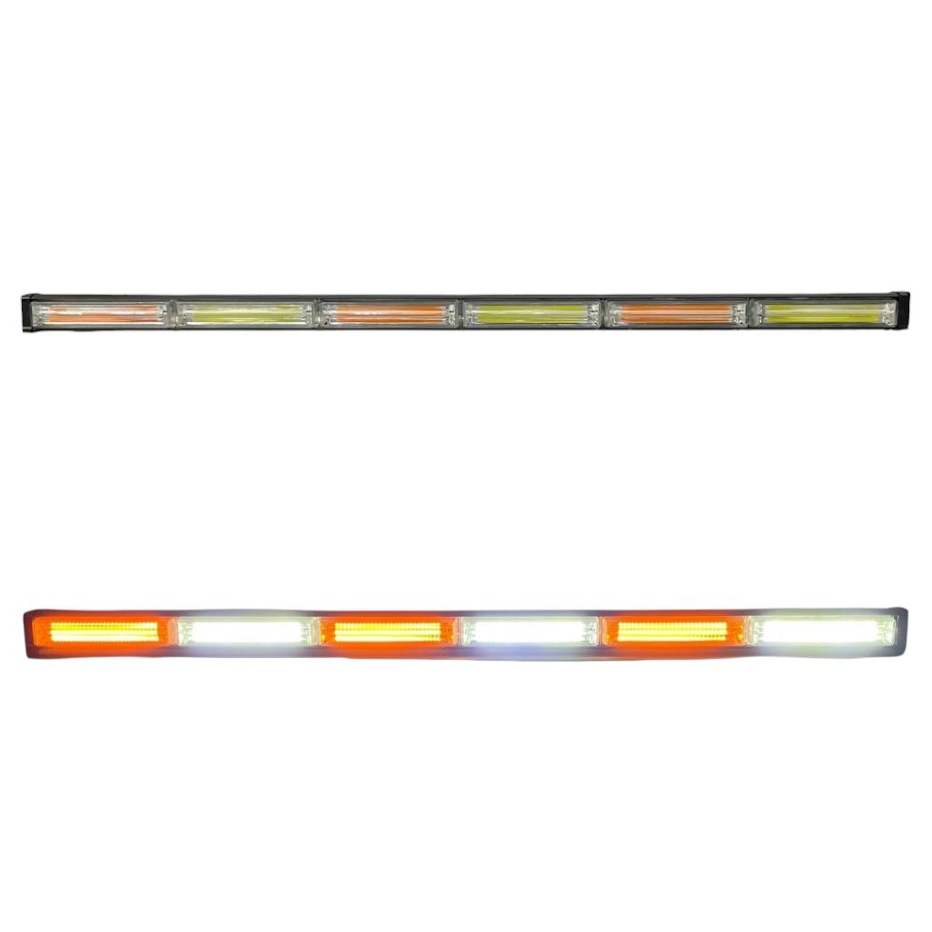 Barra LED blanco/ámbar/blanco de 6 módulos COB 