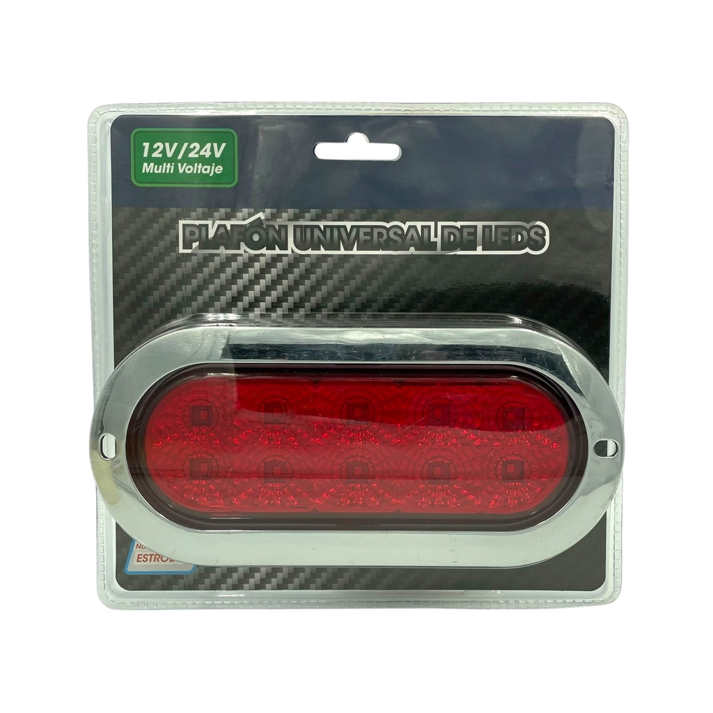 Plafón ovalado de 10 LED carcasa cromada