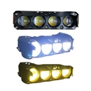 Faro LED rectangular tipo ojo de diablo bicolor y azul