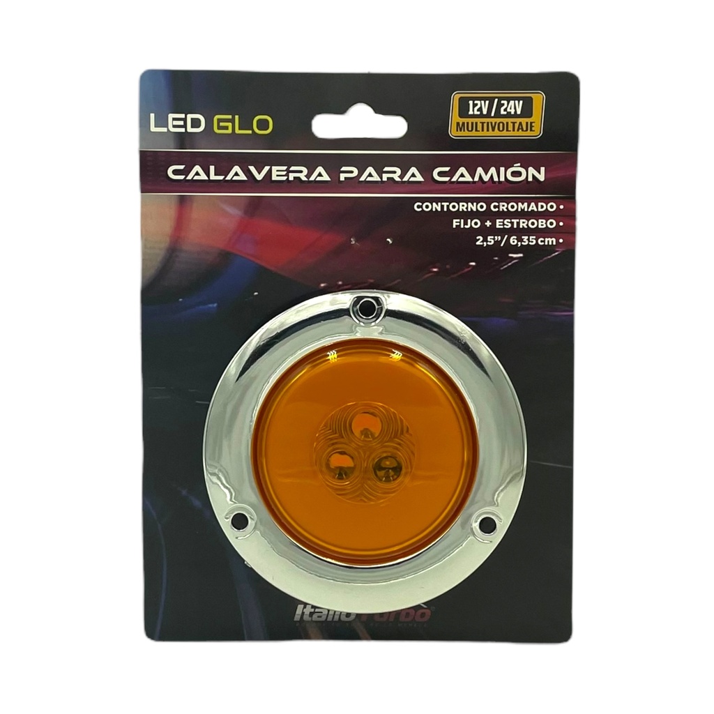 Plafón de 2.5" ámbar con contorno cromado y GLO