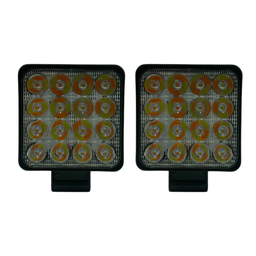 Faro bicolor de 16 LED mini cuadrado