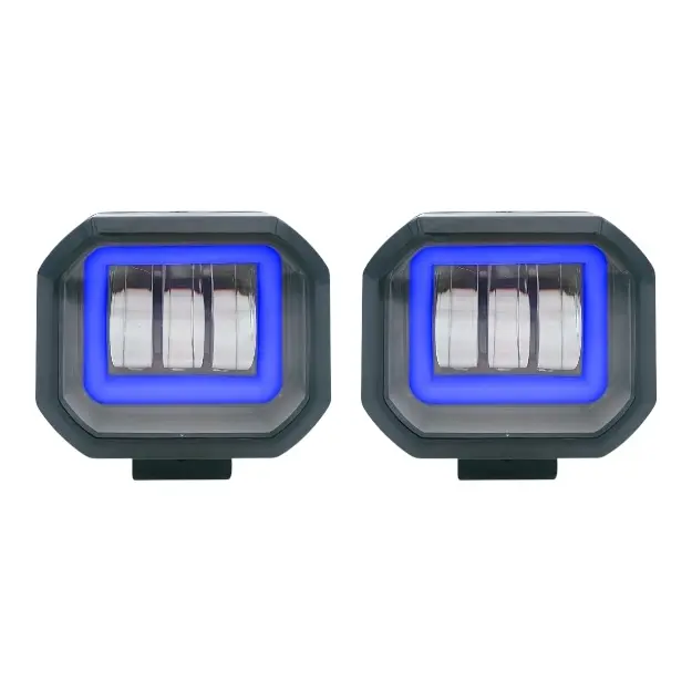 Faro LED cuadrado de 30W con arillo azul