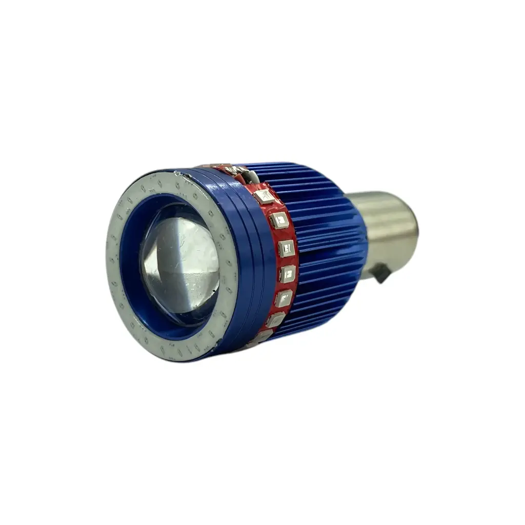 Foco para moto luz blanca con arillo LED carcasa azul