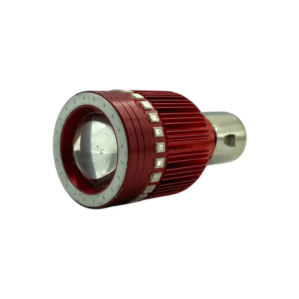 Foco para moto luz blanca con arillo LED carcasa rojo