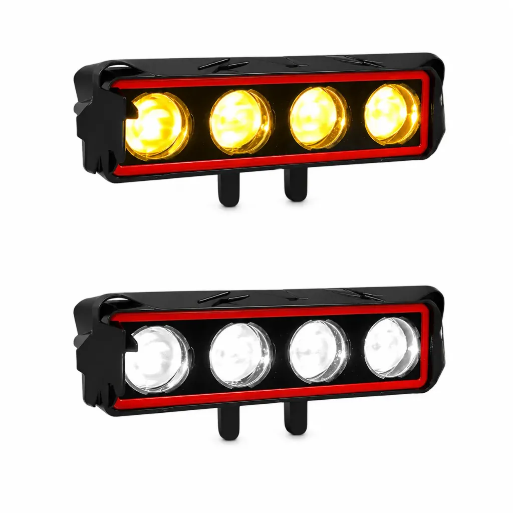 [RS-LED-13129Y-W-R]  Faro LED rectangular de 4 lupas con luz frontal (amarillo-blanco-rojo)