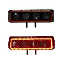  Faro LED rectangular de 4 lupas con luz frontal (amarillo-blanco-rojo)