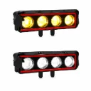  Faro LED rectangular de 4 lupas con luz frontal (amarillo-blanco-rojo)