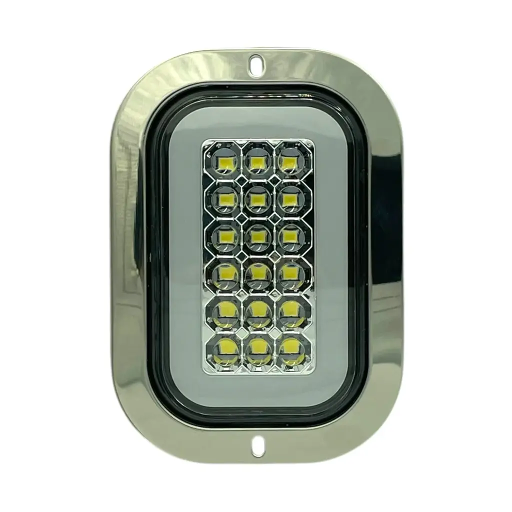 Plafón para camión de 18 LED con GLO y contorno cromado (12/24V)