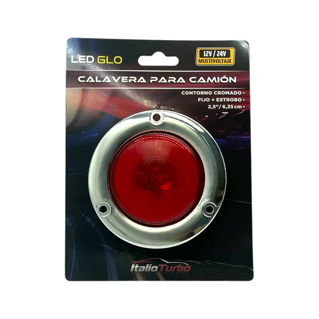 Plafón de 2.5" rojo con contorno cromado y GLO