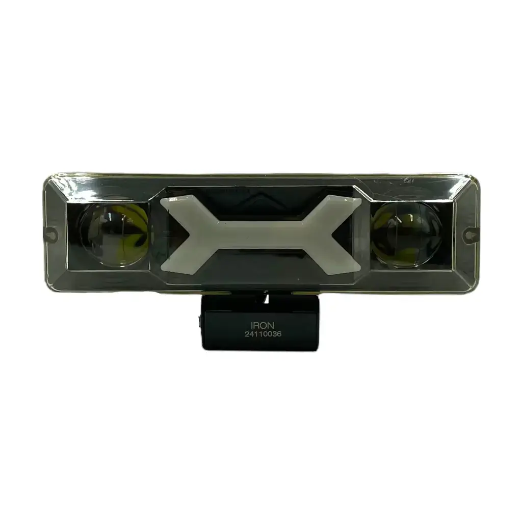 Faro LED blanco rectangular con "X" (rojo ,azul y morado)