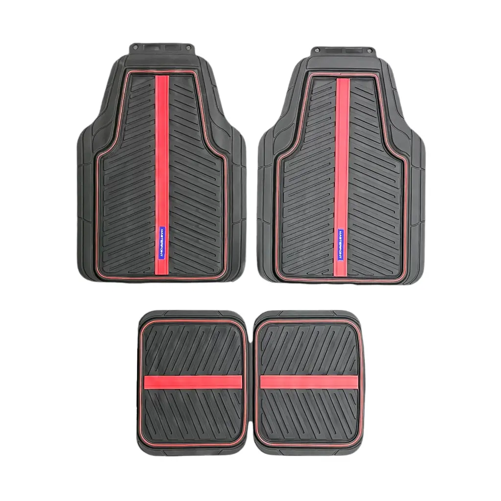 Tapete de 4 piezas masterpoint con acabados en rojo