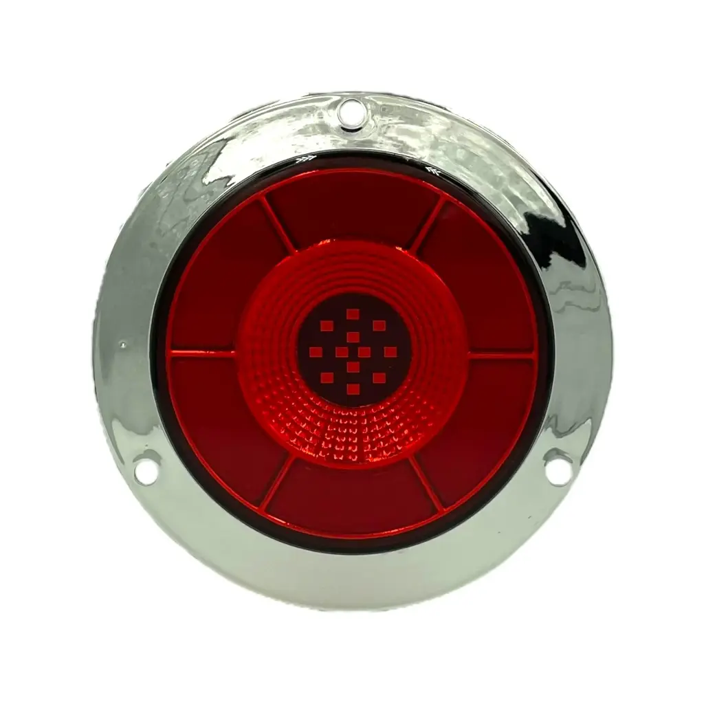 [TR-114 ROJO] Plafón atornillable rojo con acabado cromado y GLO