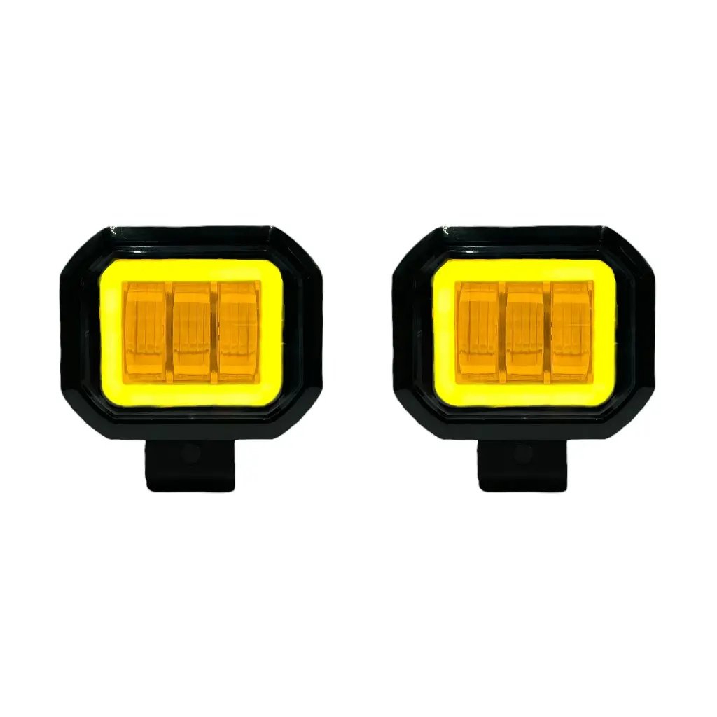 Faro LED cuadrado de 30W con arillo ámbar