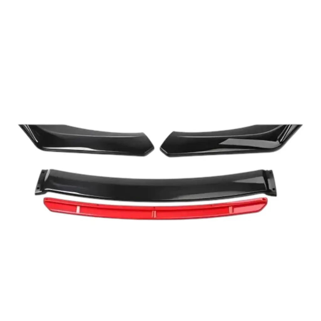 [AD-U183NR] Lip y spoiler negro universal con línea de diferentes colores  (Rojo)