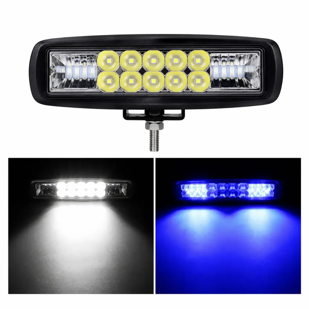 Faro de niebla 16 LED azul con blanco