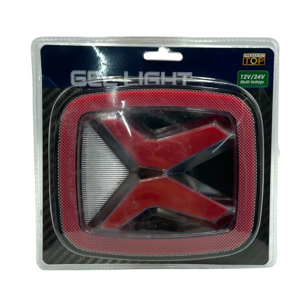 Plafón universal rojo con arillo gel 6 LED rojo con blanco