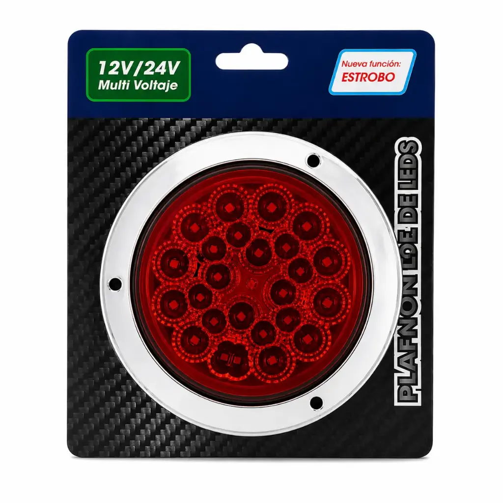 Plafón redondo rojo de 32 LED FlashTruck