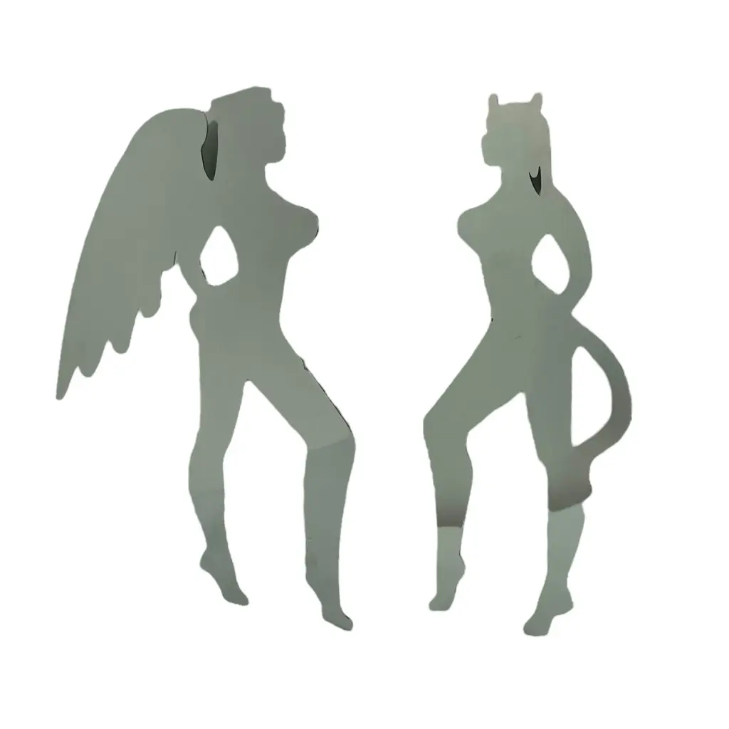 [EMB1302-SAI] Emblema automotriz angel y demonio cromada para parabrisa 