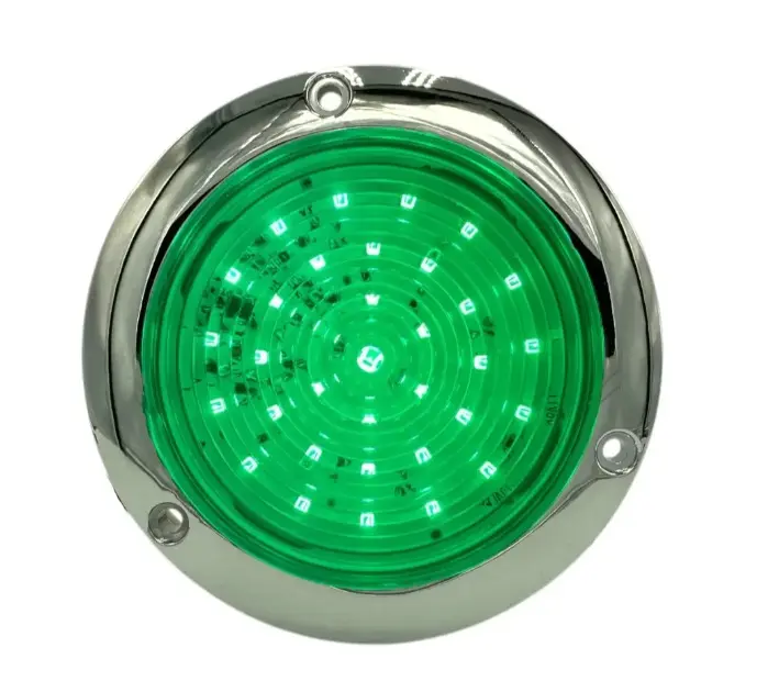 Plafón redondo verde 48 LED base cromada 