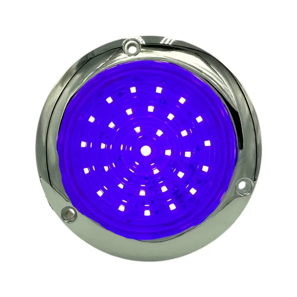 Plafón redondo morado 48 LED base cromada 