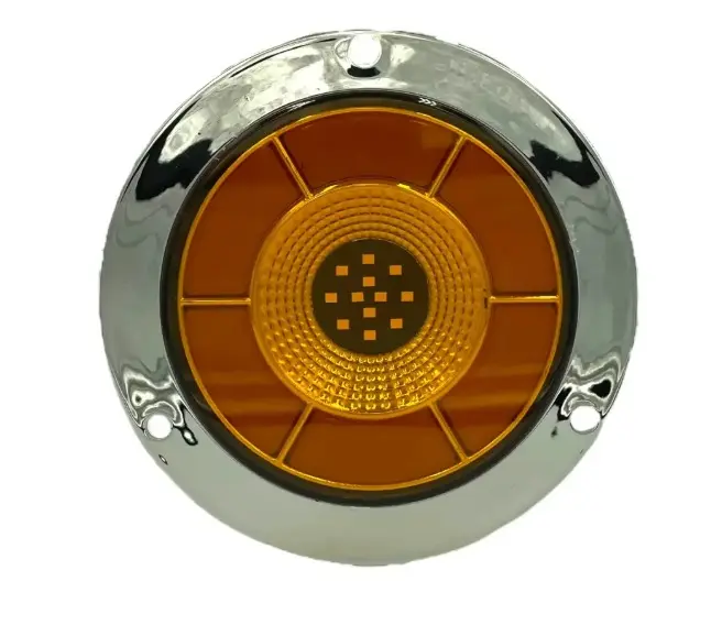 Plafón atornillable ámbar con acabado cromado y GLO