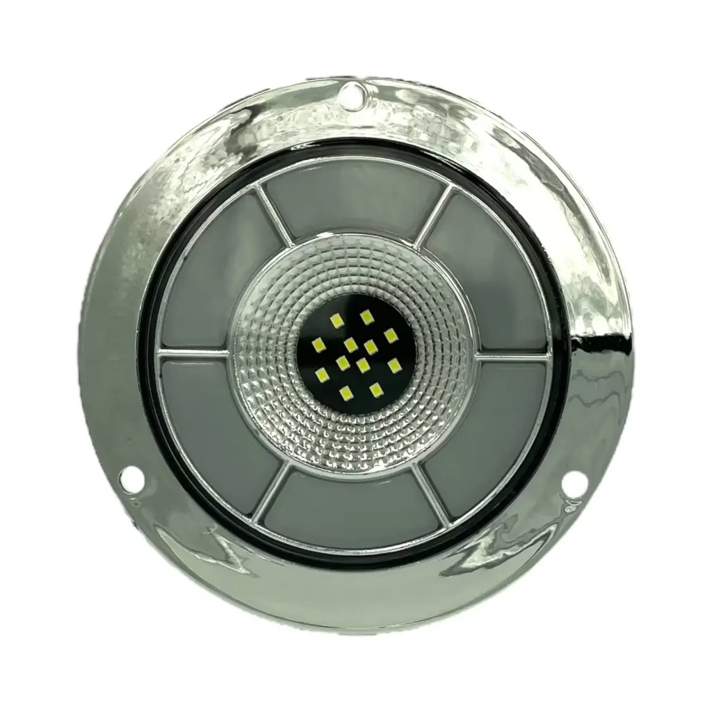 Plafón atornillable blanco con acabado cromado y GLO