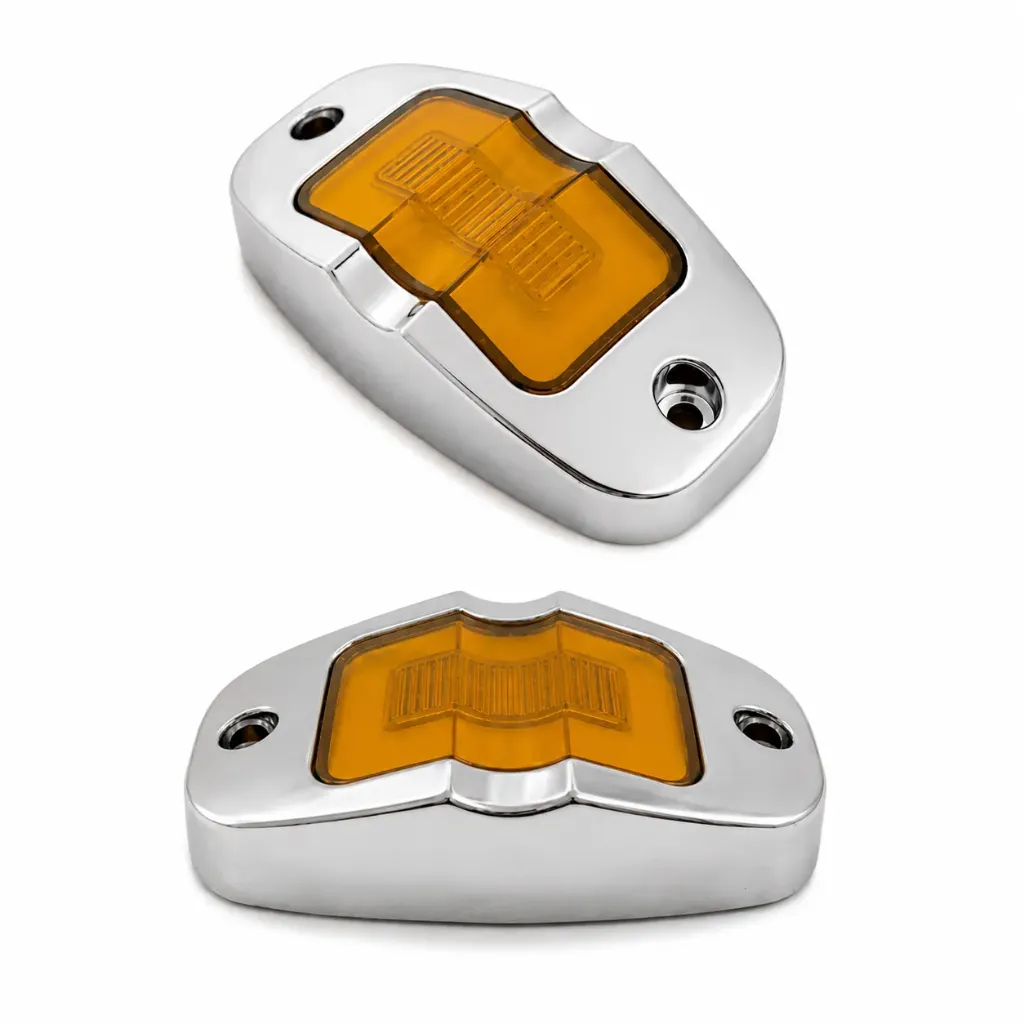 [MULT/6125/AM]  Plafón tipo tortuga de 9 LED con GLO bisel cromado ámbar