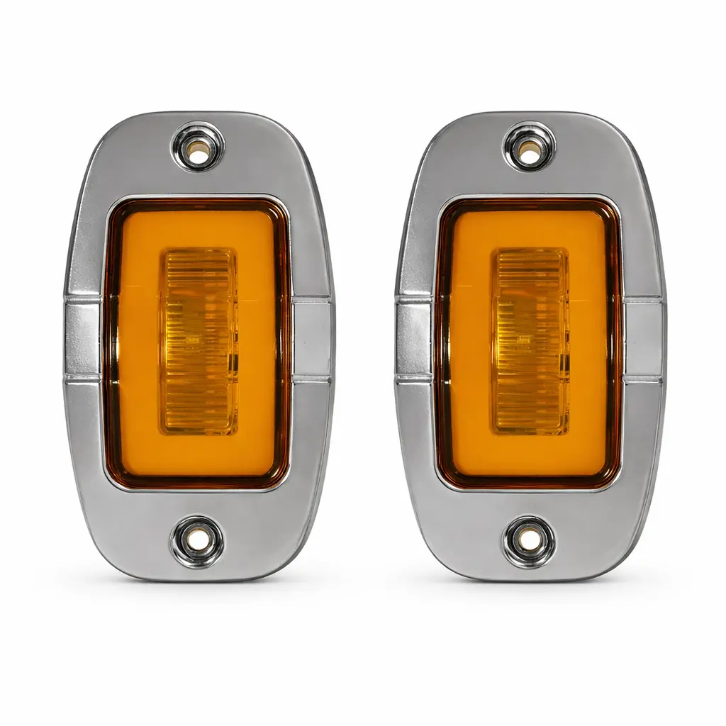  Plafón tipo tortuga de 9 LED con GLO bisel cromado ámbar