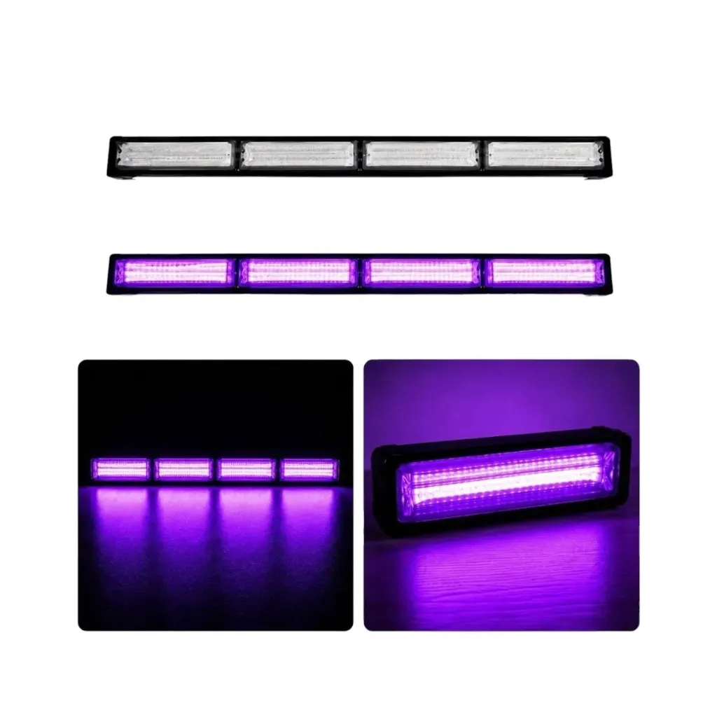 Barra LED morada de 4 paneles cob con funciones