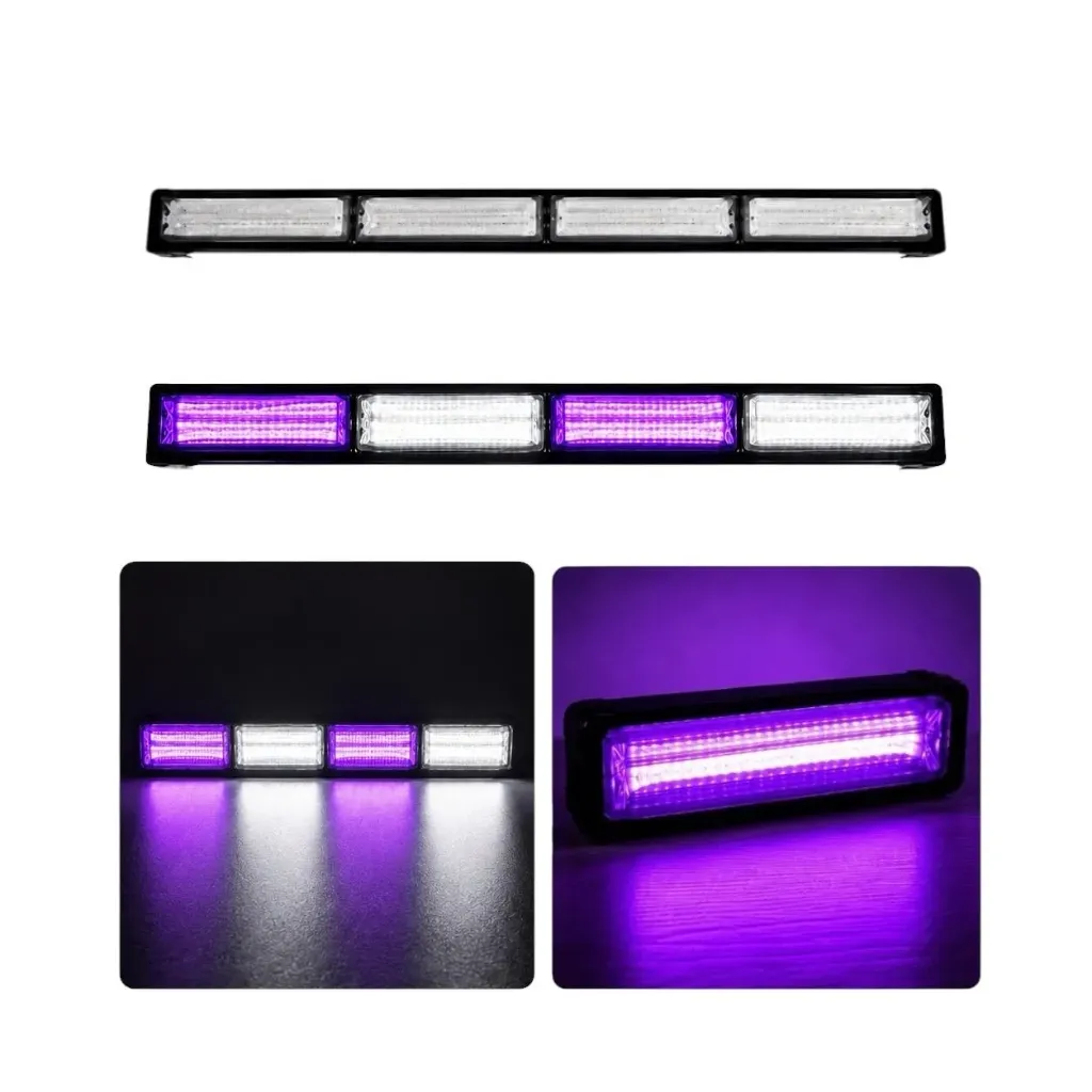 [STR18WP-SAI] Barra LED blanco/morado de 4 paneles cob con funciones