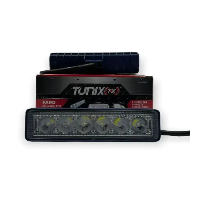 Barra azul de 6 LED con luz blanca y carcaza de color