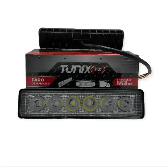 Barra negra de 6 LED con luz blanca y carcaza de color