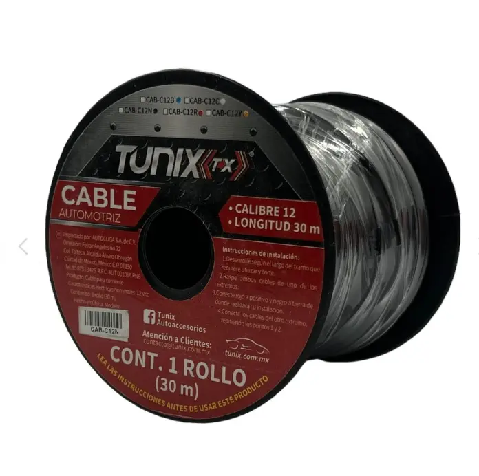 Cable negro de audio calibre 18 (30MTS)