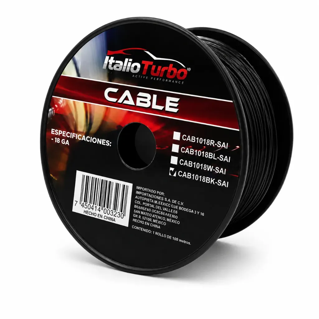 [CAB1018BK] Cable negro para audio e instalación LED rollo de (100m) 