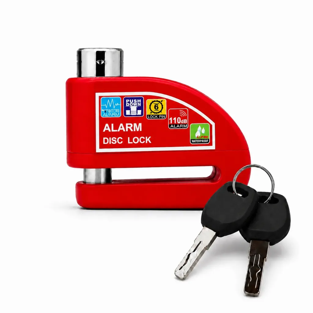 [CAND-MAR] Candado rojo para disco de moto con alarma