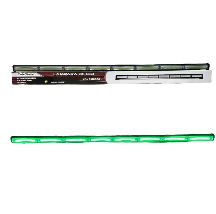 Barra LED verde de 8 paneles cob con funciones