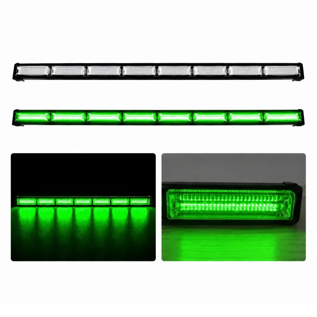 [STR19G-SAI] Barra LED verde de 8 paneles cob con funciones