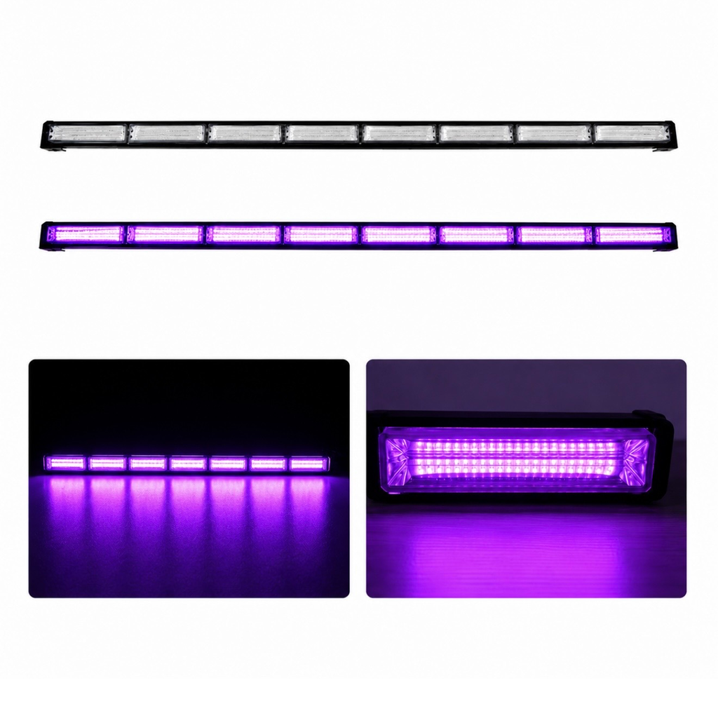 Barra LED morada de 8 paneles cob con funciones