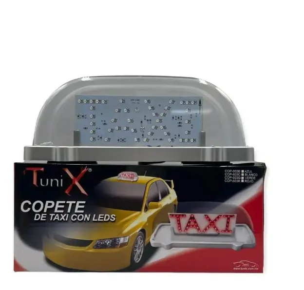 Copete de taxi azul con luz LED