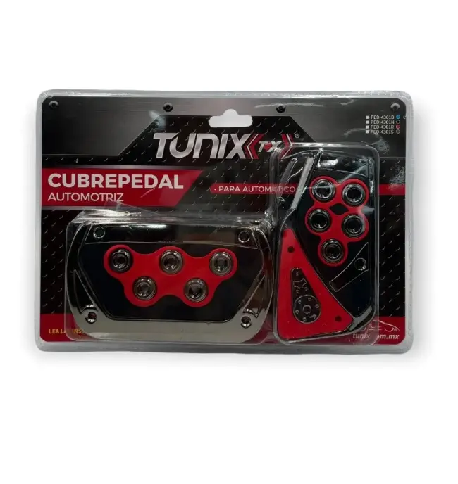 [PED-4301R] Cubrepedal rojo combinado cromo con hule automático