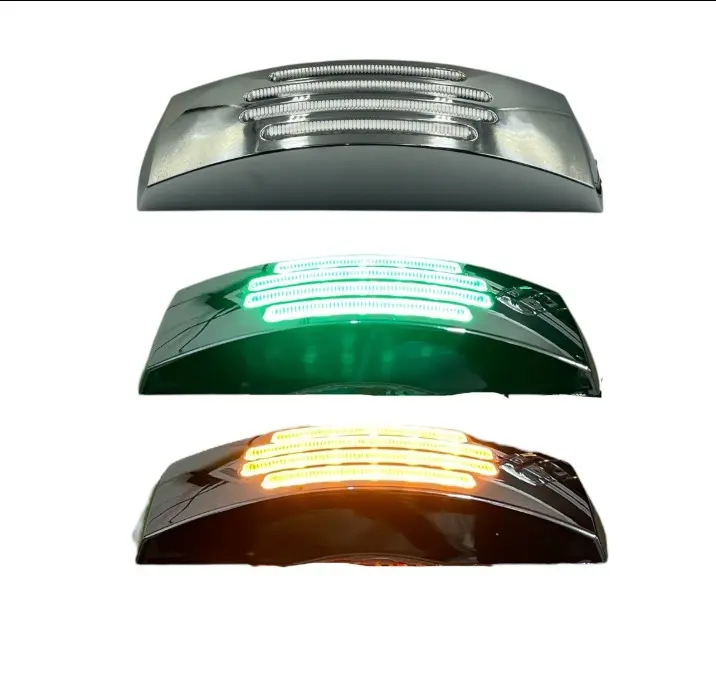 Direccional cromada lateral para camión cuadrado amarillo/verde