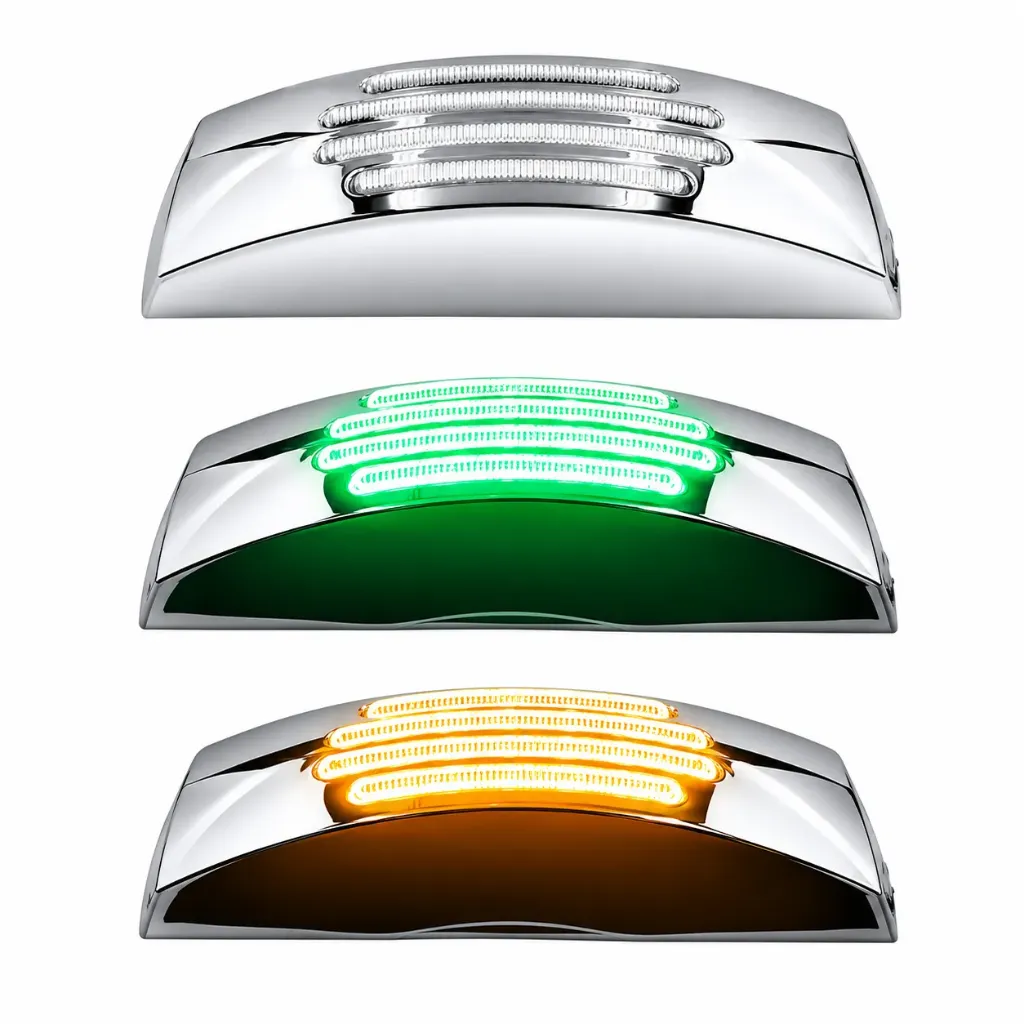 [PLA6753YG-SAI] Direccional cromada lateral para camión cuadrado amarillo/verde