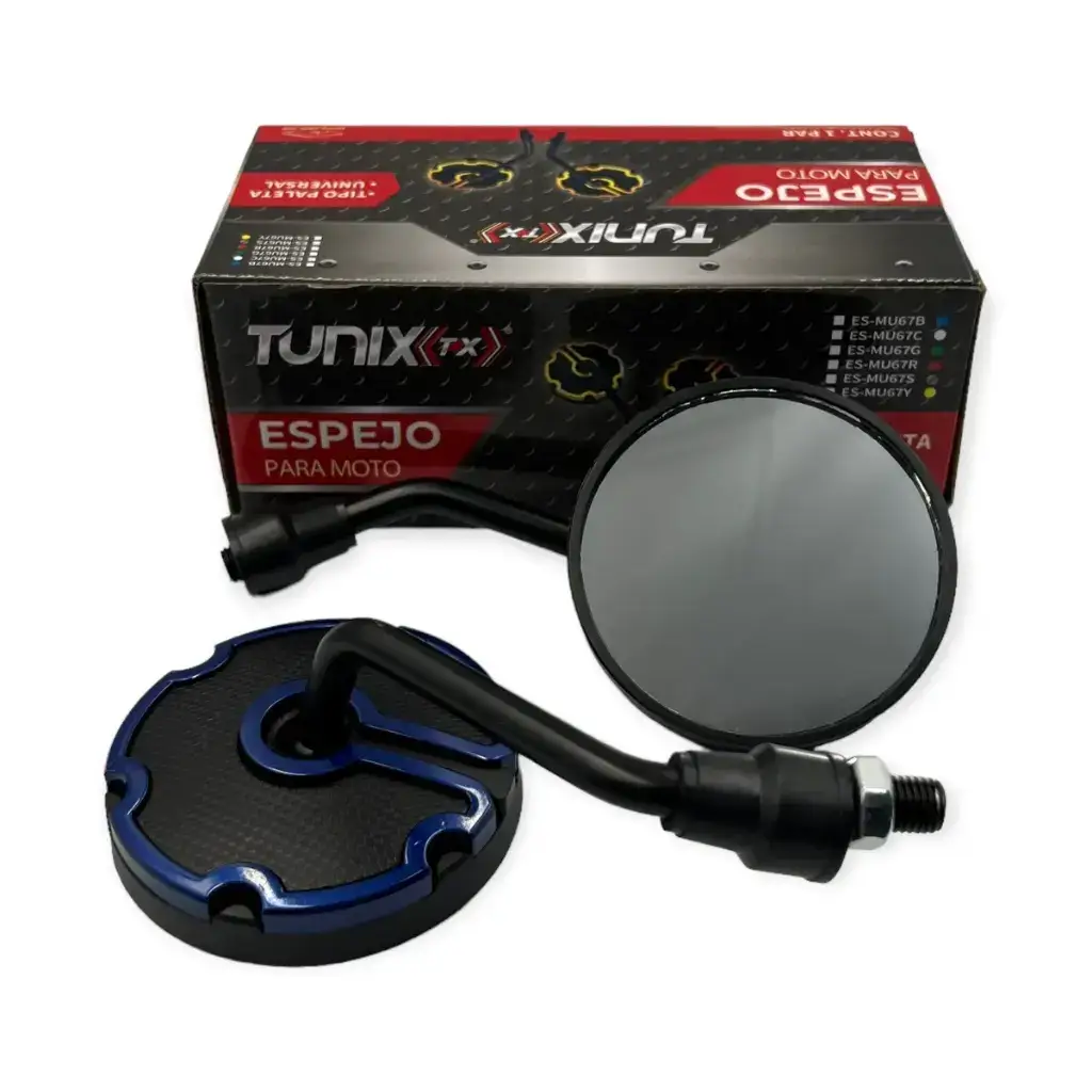 Espejo universal para moto redondo azul