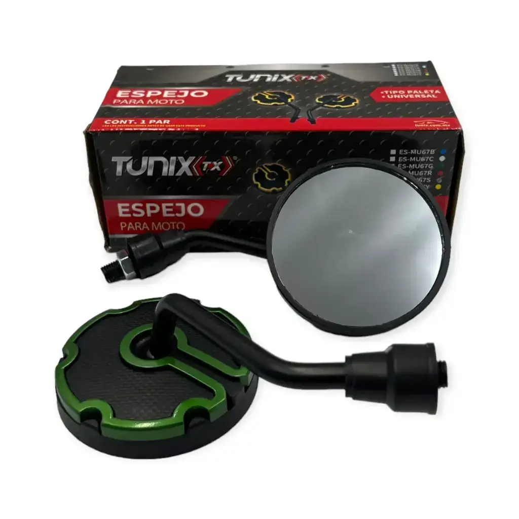 Espejo universal para moto redondo verde