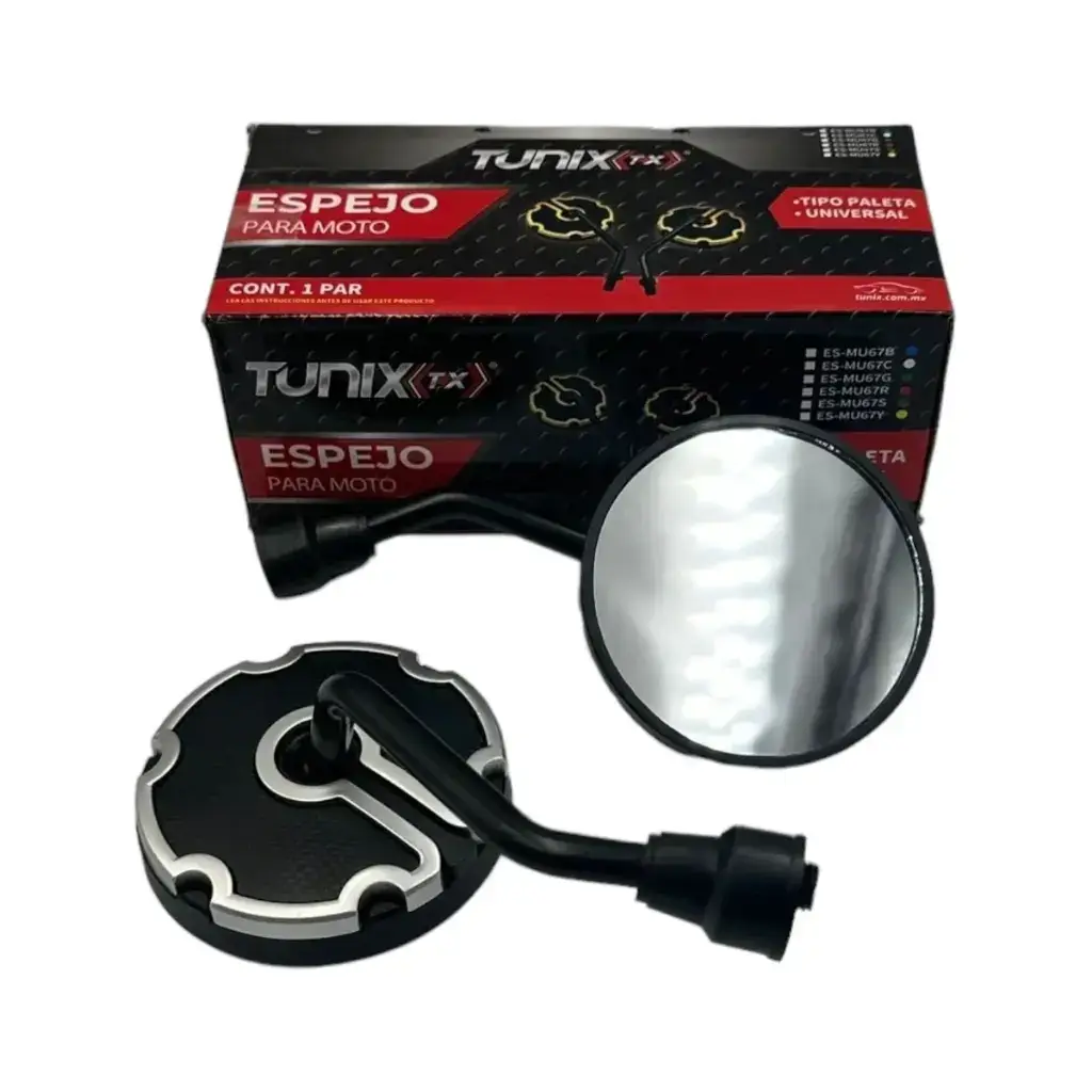 Espejo universal para moto redondo plata