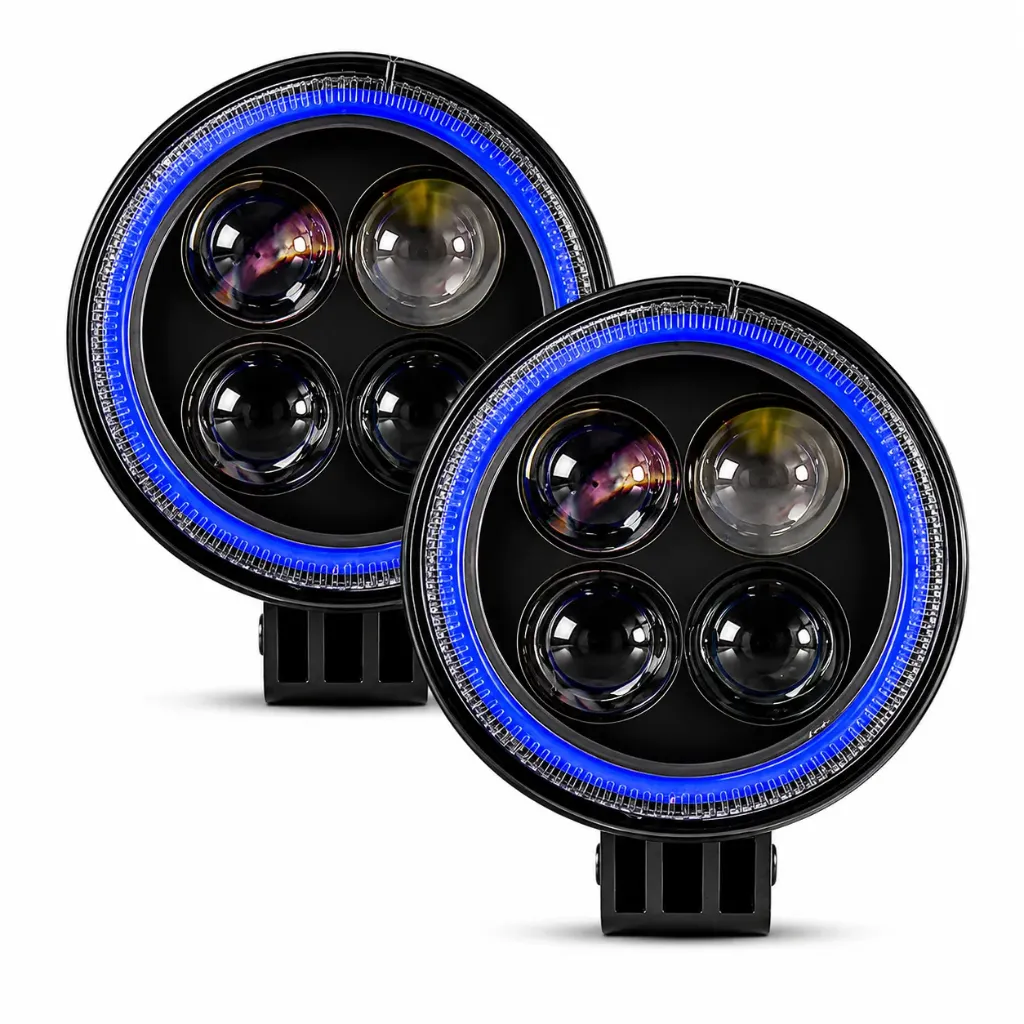 [FAL04B-SAI/FA-LHR4CB] Faro LED azul de 3" con lupas y arillo de color